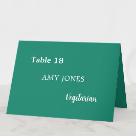Naam gast Maaltijdkeuze Emerald Green Place Card Kaart