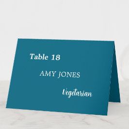 Naam Gast Maaltijdkeuze Turquoise Blue Place Card Kaart