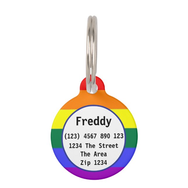 Naam Gay Pride Rainbow-vlag Huisdierpenning (Voorkant)