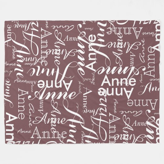 Naam Gedrukt in Wit all-over een Fired-Brick Fleece Deken (Voorkant (Horizontaal))