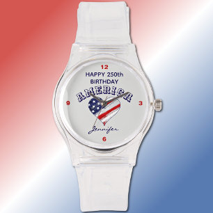 Naam, Gefeliciteerd Amerika 250ste verjaardag Hart Horloge