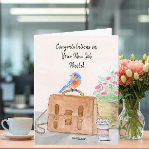 Naam Gefeliciteerd met je nieuwe baan Blauwe Vogel Kaart