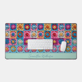  naam gehaakte Granny Square Bureaumat (Keyboard & Muis)