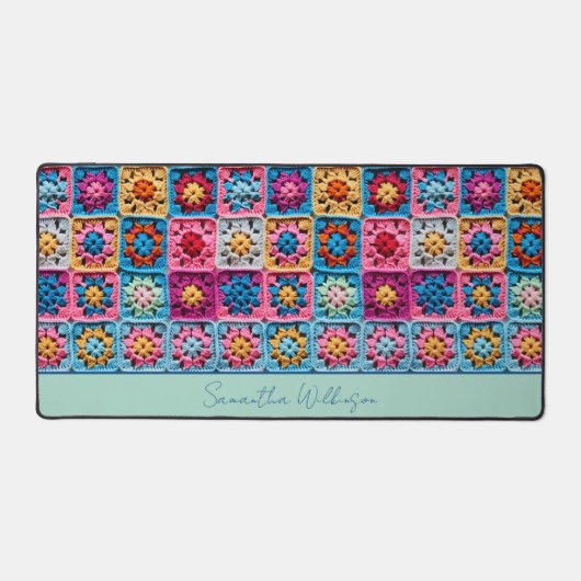  naam gehaakte Granny Square Bureaumat (Voorkant)