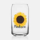 Naam Gele zonnebloem Blikvorm Glas (Voorkant)