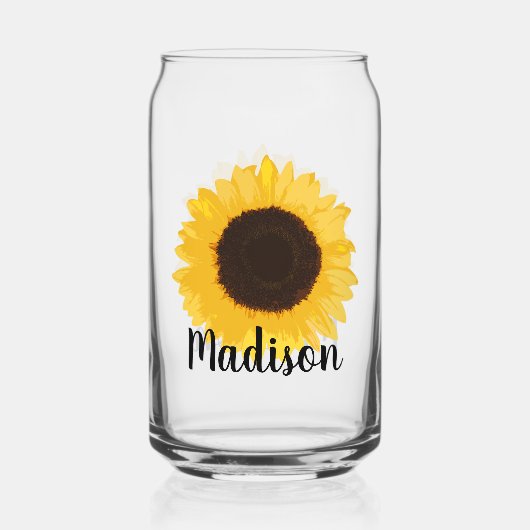 Naam Gele zonnebloem Blikvorm Glas (Voorkant)