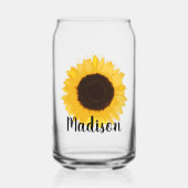 Naam Gele zonnebloem Blikvorm Glas (Achterkant)