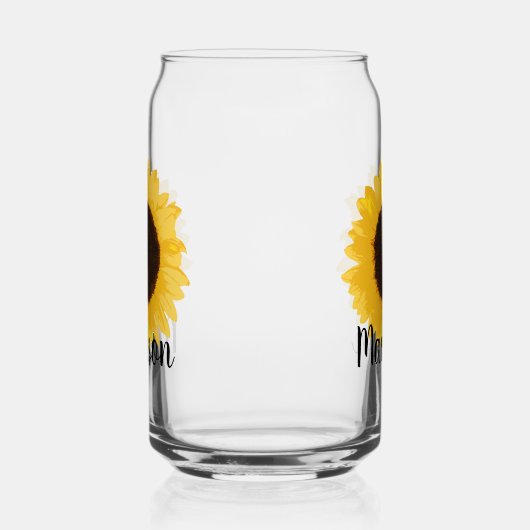 Naam Gele zonnebloem Blikvorm Glas (Links)