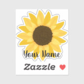 Naam Gele zonnebloem Sticker (Vel)