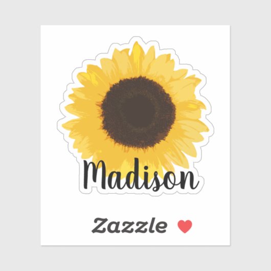 Naam Gele zonnebloem Sticker (Vel)