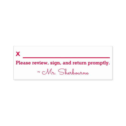 Naam + "Gelieve te reviewen, te ondertekenen en sn Zelfinktende Stempel (Design)