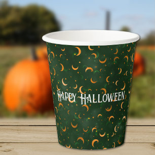 Naam, Gelukkig Halloween Halve Manen Patroon Papieren Bekers
