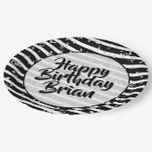 Naam | Gelukkige Verjaardag Eenvoudige Strepen Pat Papieren Bordje (Gekanteld)