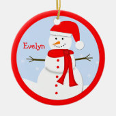 Naam Gepersonaliseerd Christmas Snowman Ornament (Voorkant)