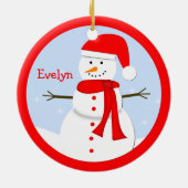 Naam Gepersonaliseerd Christmas Snowman Ornament (Achterkant)