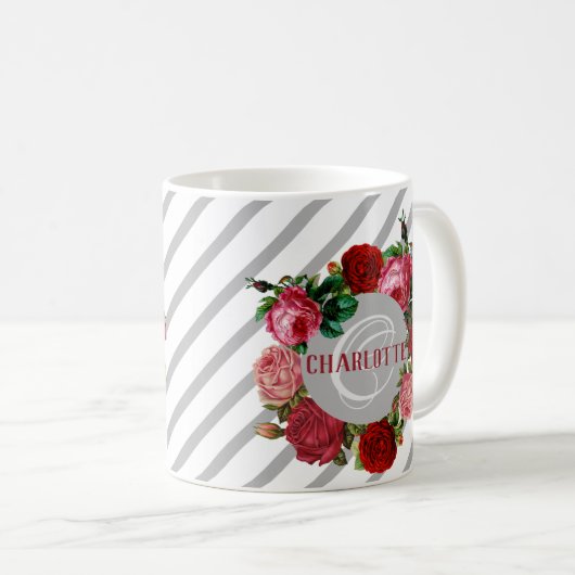 Naam gepersonaliseerd flessenmonogram koffiemok (Voorkant rechts)