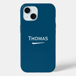 Naam Gepersonaliseerd Licht op Ocean Blue iPhone 15 Case