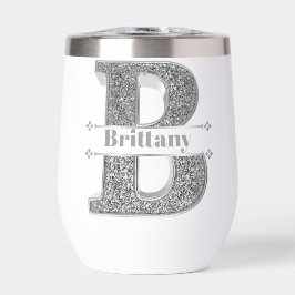 Naam Gepersonaliseerd Monogram Initiaal Zilveren L