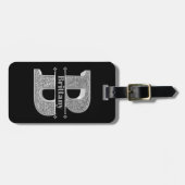 Naam Gepersonaliseerd Monogram Initiaal Zilveren L Bagagelabel (Voorkant horizontaal)