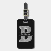 Naam Gepersonaliseerd Monogram Initiaal Zilveren L Bagagelabel (Voorkant verticaal)