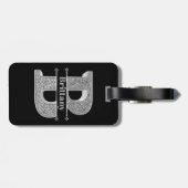 Naam Gepersonaliseerd Monogram Initiaal Zilveren L Bagagelabel (Achterkant horizontaal)