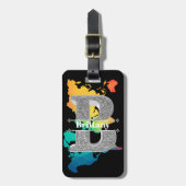 Naam Gepersonaliseerd Monogram Initiaal Zilveren L Bagagelabel (Voorkant verticaal)