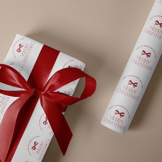 Naam gepersonaliseerd rood wit Prettig kerstfeest  Cadeaupapier