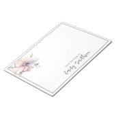 Naam Gepersonaliseerd roze en groen bloemig Notiti Notitieblok (Schuin)