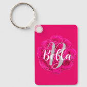 Naam Gepersonaliseerd Roze Sleutelhanger (Voorkant)