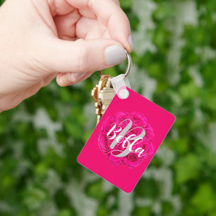 Naam Gepersonaliseerd Roze Sleutelhanger