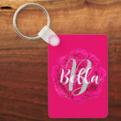 Naam Gepersonaliseerd Roze Sleutelhanger (Voorkant)