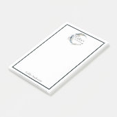 Naam Gepersonaliseerde Blauwe Maan en Bloemen Noti Post-it® Notes (Schuin)