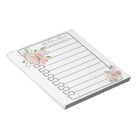 Naam Gepersonaliseerde Bloemen Rozen Botanisch Notitieblok (Schuin)