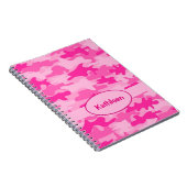 Naam Gepersonaliseerde hotroze Camouflage die schr Notitieboek (Rechterzijde)
