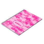 Naam Gepersonaliseerde hotroze Camouflage die schr Notitieboek (Linkerzijde)