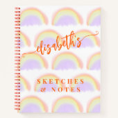 Naam gepersonaliseerde kleurrijke patroonschetsboe notitieboek (Voorkant)