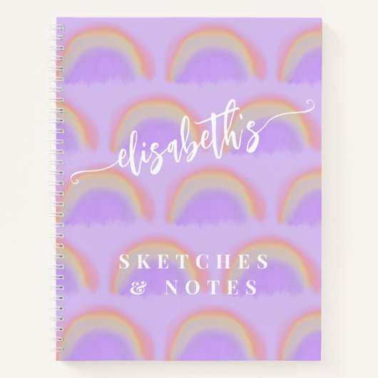 Naam gepersonaliseerde kleurrijke patroonschetsboe notitieboek (Voorkant)