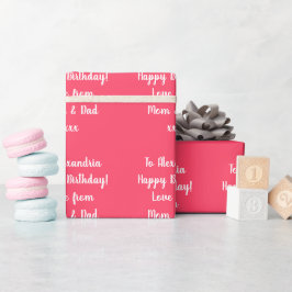 Naam Gepersonaliseerde Modern Pink Happy Birthday Cadeaupapier