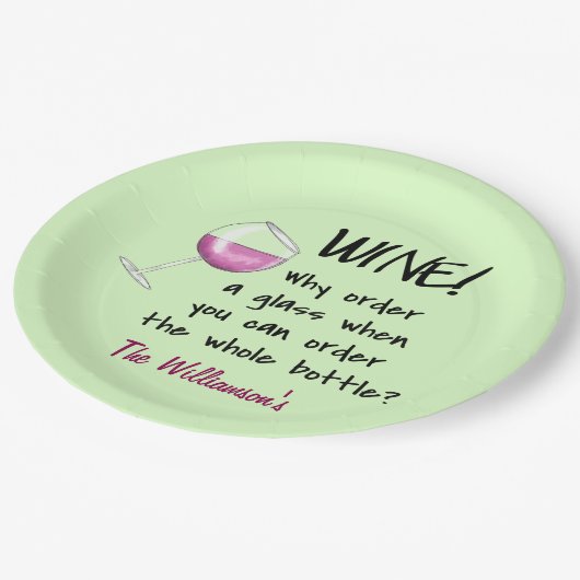 Naam Gepersonaliseerde rode wijn Funny Gezegde Gre Papieren Bordje (Gekanteld)