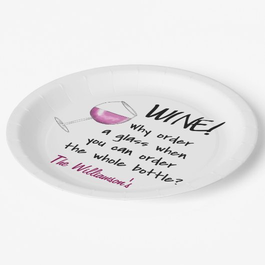 Naam Gepersonaliseerde rode wijn Funny Word-Gezegd Papieren Bordje (Gekanteld)