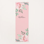 Naam Gepersonaliseerde Roze Bloemen Yogamat (Voorkant)