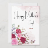 Naam Gepersonaliseerde roze Moederdag Kaart (Voorkant)