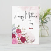 Naam Gepersonaliseerde roze Moederdag Kaart (Staand voorkant)