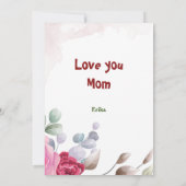 Naam Gepersonaliseerde roze Moederdag Kaart (Achterkant)