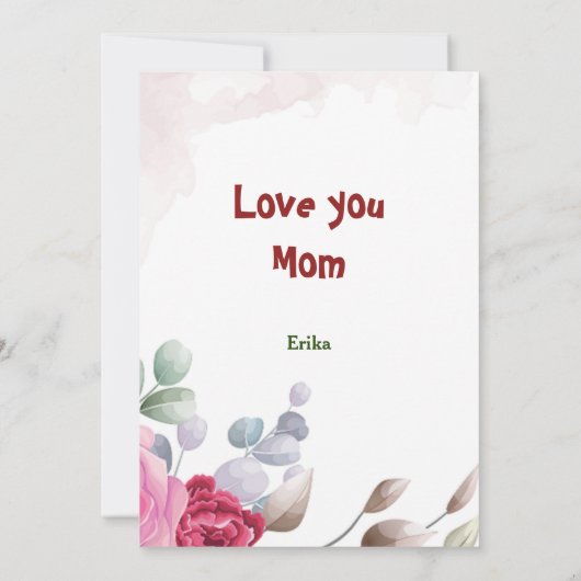 Naam Gepersonaliseerde roze Moederdag Kaart (Achterkant)