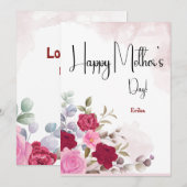 Naam Gepersonaliseerde roze Moederdag Kaart (Voorkant / Achterkant)
