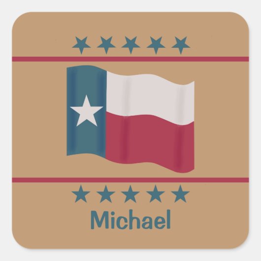Naam Gepersonaliseerde Texas Lone Star-vlag Vierkante Sticker (Voorkant)