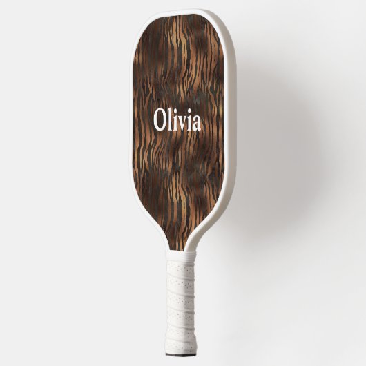 Naam Gepersonaliseerde tijgerafdrukwitboek Pickleball Paddle (Links)