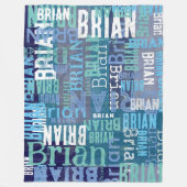 Naam Gerepliceerd in tinten van blauw Fleece Deken (Voorkant)