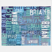 Naam Gerepliceerd in tinten van blauw Fleece Deken (Voorkant (Horizontaal))